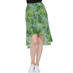 Green Leaves Frill Hi Low Chiffon Skirt