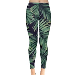 Green Palm Leaves Leggings  by goljakoff