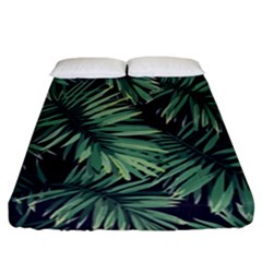 Green Palm Leaves Fitted Sheet (california King Size) by goljakoff