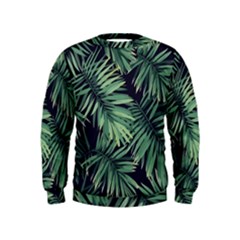 Green Palm Leaves Kids  Sweatshirt