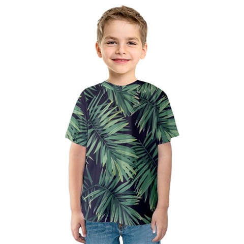 Green Palm Leaves Kids  Sport Mesh Tee by goljakoff