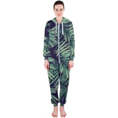 Green Palm Leaves Hooded Jumpsuit (ladies)  by goljakoff