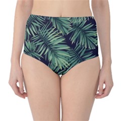 Green Palm Leaves Classic High-waist Bikini Bottoms by goljakoff