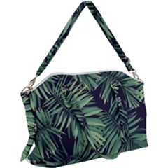 Green Palm Leaves Canvas Crossbody Bag by goljakoff