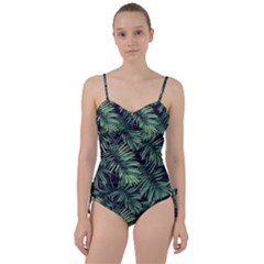 Green Palm Leaves Sweetheart Tankini Set by goljakoff