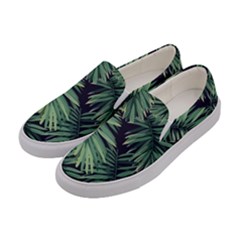 Green Palm Leaves Women s Canvas Slip Ons by goljakoff