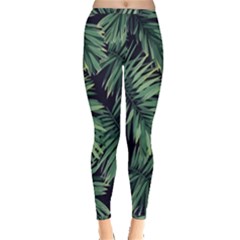 Green Palm Leaves Inside Out Leggings by goljakoff