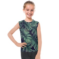 Green Palm Leaves Kids  Mesh Tank Top