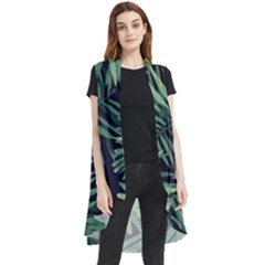 Green Palm Leaves Sleeveless Chiffon Waistcoat Shirt