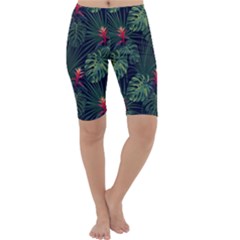 Tropical Flowers Cropped Leggings  by goljakoff