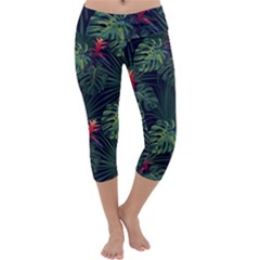 Tropical Flowers Capri Yoga Leggings by goljakoff