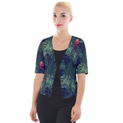 Tropical Flowers Cropped Button Cardigan by goljakoff