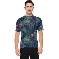 Tropical Flowers Men s Short Sleeve Rash Guard