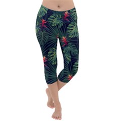 Tropical Flowers Lightweight Velour Capri Yoga Leggings by goljakoff