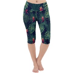 Tropical Flowers Lightweight Velour Cropped Yoga Leggings by goljakoff