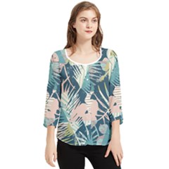 Abstract Flowers Chiffon Quarter Sleeve Blouse by goljakoff