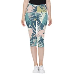 Abstract Flowers Inside Out Lightweight Velour Capri Leggings  by goljakoff