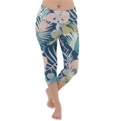 Abstract Flowers Lightweight Velour Capri Yoga Leggings by goljakoff