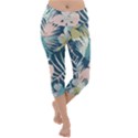 Abstract flowers Lightweight Velour Capri Yoga Leggings View1