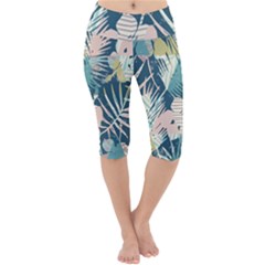 Abstract Flowers Lightweight Velour Cropped Yoga Leggings by goljakoff