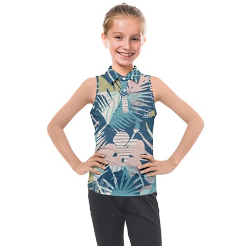 Abstract Flowers Kids  Sleeveless Polo Tee by goljakoff