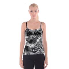 Tropical Leafs Pattern, Black And White Jungle Theme Spaghetti Strap Top by Casemiro