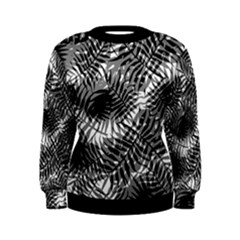 Tropical Leafs Pattern, Black And White Jungle Theme Women s Sweatshirt by Casemiro