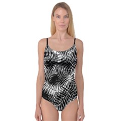 Tropical Leafs Pattern, Black And White Jungle Theme Camisole Leotard  by Casemiro