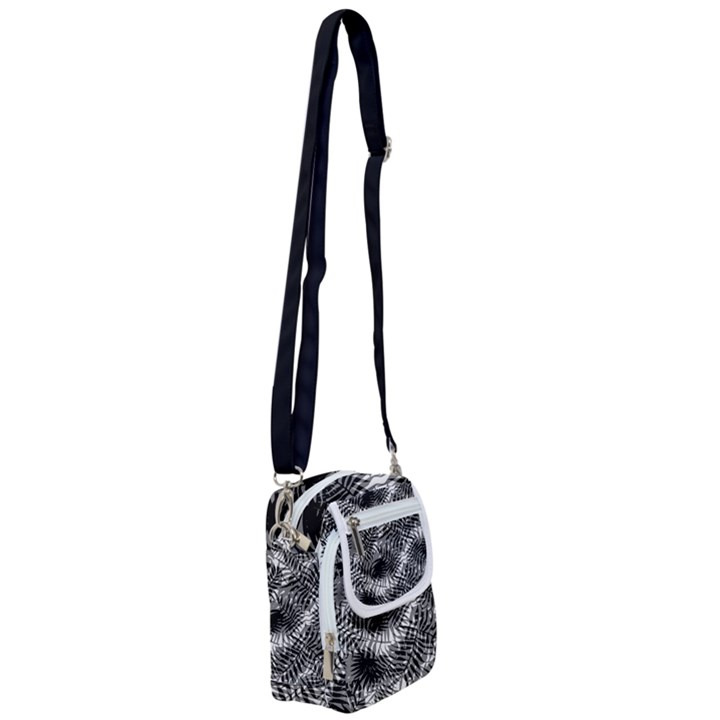 Tropical leafs pattern, black and white jungle theme Shoulder Strap Belt Bag