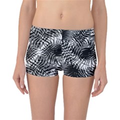 Tropical Leafs Pattern, Black And White Jungle Theme Boyleg Bikini Bottoms by Casemiro