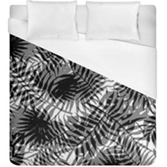 Tropical Leafs Pattern, Black And White Jungle Theme Duvet Cover (king Size) by Casemiro