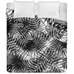 Tropical Leafs Pattern, Black And White Jungle Theme Duvet Cover Double Side (california King Size) by Casemiro