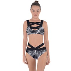 Tropical Leafs Pattern, Black And White Jungle Theme Bandaged Up Bikini Set  by Casemiro