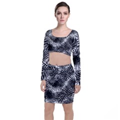 Tropical Leafs Pattern, Black And White Jungle Theme Top And Skirt Sets by Casemiro