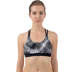 Tropical Leafs Pattern, Black And White Jungle Theme Back Web Sports Bra by Casemiro