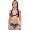 Tropical leafs pattern, black and white jungle theme Double Strap Halter Bikini Set View1