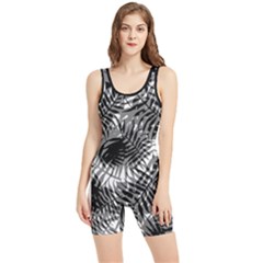 Tropical Leafs Pattern, Black And White Jungle Theme Women s Wrestling Singlet by Casemiro