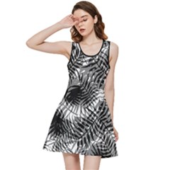 Tropical Leafs Pattern, Black And White Jungle Theme Inside Out Racerback Dress by Casemiro