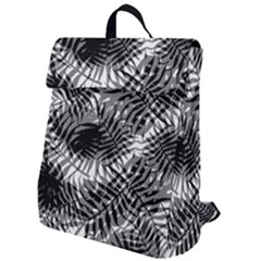 Tropical Leafs Pattern, Black And White Jungle Theme Flap Top Backpack by Casemiro