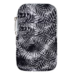 Tropical Leafs Pattern, Black And White Jungle Theme Waist Pouch (small) by Casemiro