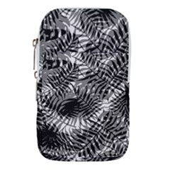 Tropical Leafs Pattern, Black And White Jungle Theme Waist Pouch (large) by Casemiro