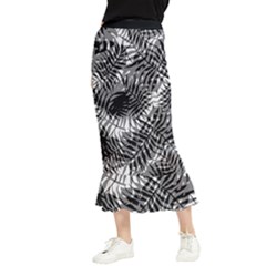 Tropical Leafs Pattern, Black And White Jungle Theme Maxi Fishtail Chiffon Skirt by Casemiro