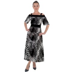 Tropical Leafs Pattern, Black And White Jungle Theme Shoulder Straps Boho Maxi Dress  by Casemiro