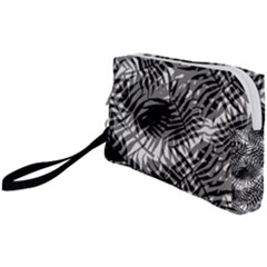 Tropical Leafs Pattern, Black And White Jungle Theme Wristlet Pouch Bag (small) by Casemiro