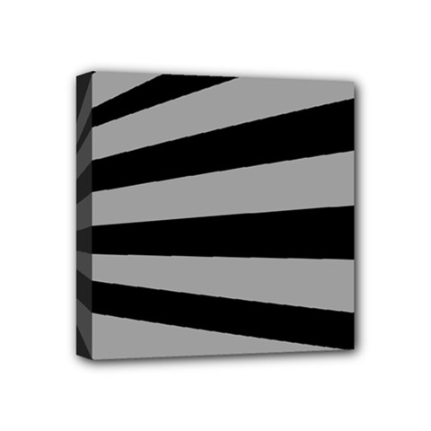 Striped Black And Grey Colors Pattern, Silver Geometric Lines Mini Canvas 4  X 4  (stretched) by Casemiro