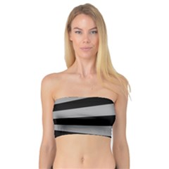 Striped Black And Grey Colors Pattern, Silver Geometric Lines Bandeau Top by Casemiro