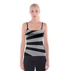 Striped Black And Grey Colors Pattern, Silver Geometric Lines Spaghetti Strap Top by Casemiro