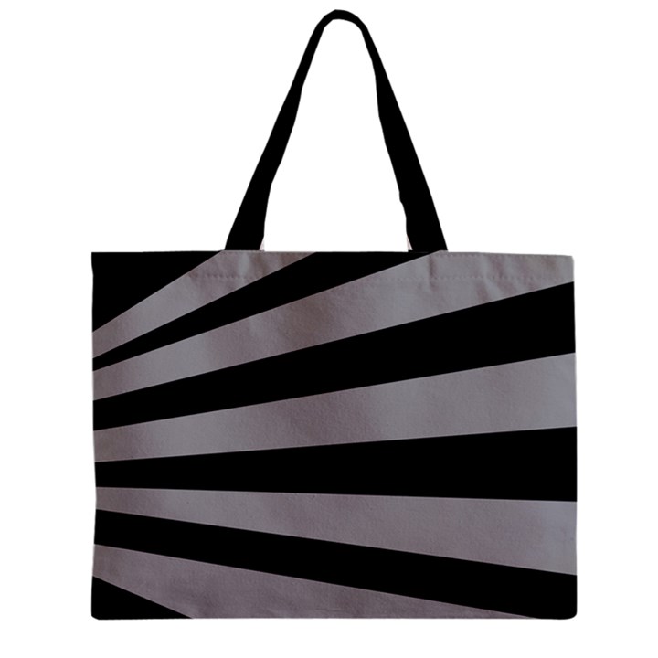 Striped black and grey colors pattern, silver geometric lines Zipper Mini Tote Bag