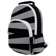 Striped Black And Grey Colors Pattern, Silver Geometric Lines Rounded Multi Pocket Backpack by Casemiro