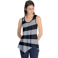 Striped Black And Grey Colors Pattern, Silver Geometric Lines Sleeveless Tunic by Casemiro